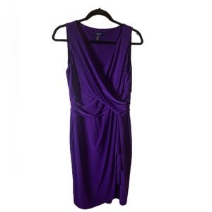 Ralph Lauren Chaps Classy Purple Dress W/Gathered Ruche Front Size L